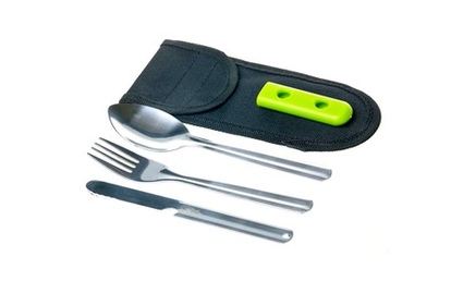 Набор стальной ложка, вилка, нож Tramp  TRC-052 | Посуда костровая походная