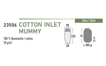 Хлопковый вкладыш в спальный мешок HIGH PEAK Cotton Inlett Mummi